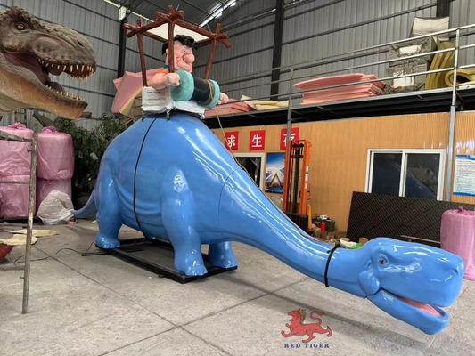 Fiberglass cartoon dinozaur animatronic ride-on dinozaur