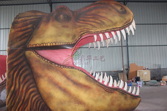 Duża animatroniczna głowa dinozaura naścienna o doskonałej odporności na ścieranie