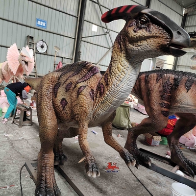 4-metrowy realistyczny animatroniczny ryczący parazaurolof z otwartymi ustami i mruganiem